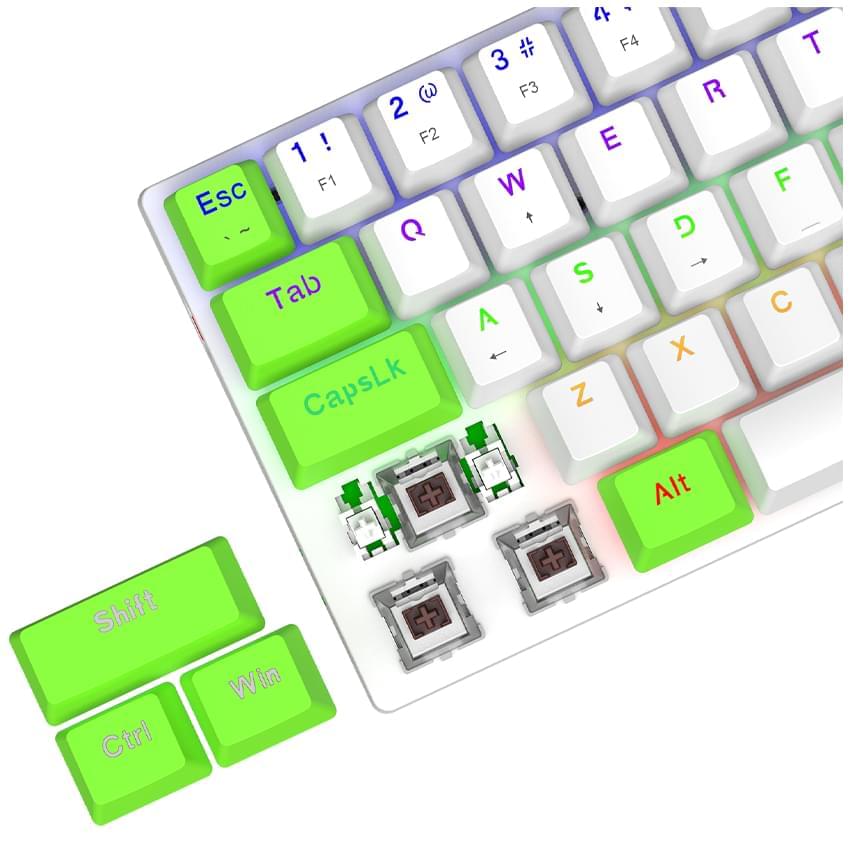Teclado T-Dagger Arena Mecanico Blanco Verde Switch Brown